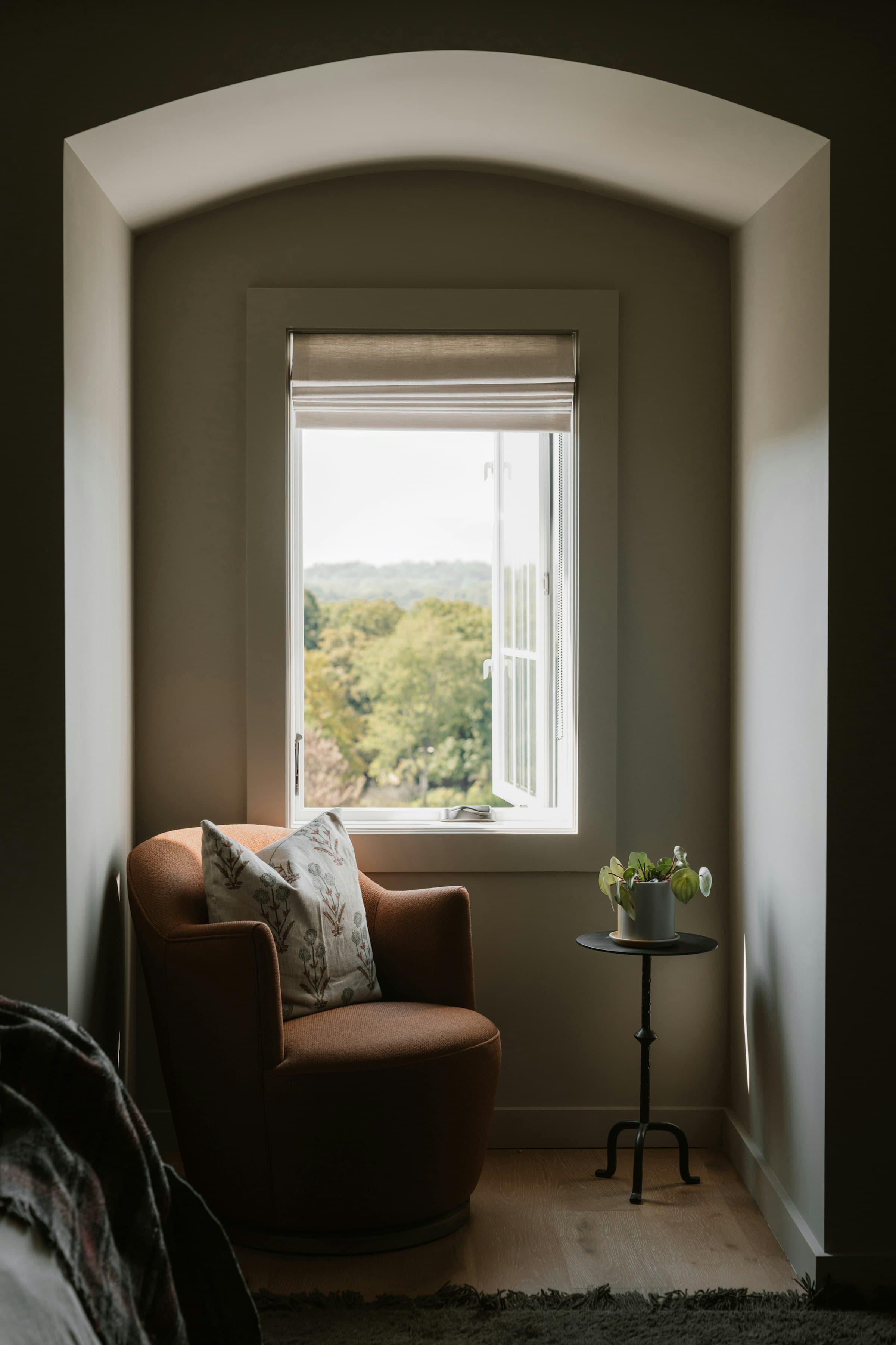 A warm, beautifully finished reading nook bathed in natural light
